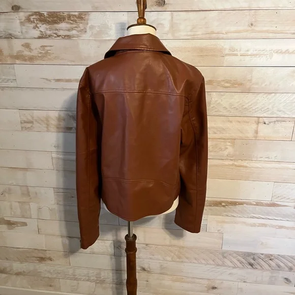 Anthropologie Robyn faux leather moto jacket size L